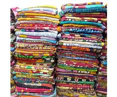 Lotto di 5 pz Riciclati Sari Coperte Vintage Kantha Lot indiano Handmade Old Vintage Cotone Sari Tessuto Fine Weave Patchwork Trapunta Fatto a Mano Kantha Gudari Coperta
