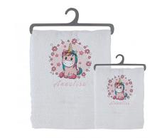Set 2 asciugamani bagno personalizzati 100% cotone made in Italy asciugamano viso asciugamano ospite bianco con stampa personalizzata idea regalo bagno doccia biancheria casa bambina bebè 6