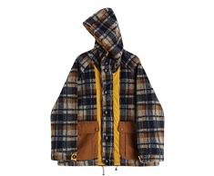 Giacca con Cappuccio Calda Donna Spessa Inverno Cotone Plaid Camicetta A Maniche Lunghe Femmina Spessa Casual Casual Imbottito Abbigliamento da Donna di Alta qualità (Color : Green, Size : L)