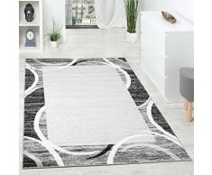 Paco Home Tappeto per Salotto Tappeto di Design Bordo mélange Grigio Nero Crema, Dimensione:240x340 cm