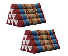 Wilai GmbH Set di 2 Cuscini Triangolo Thai, guanciale, Fabbricato in Thailandia, Rosso-Blu (2x81200)