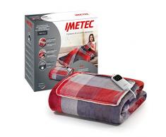 Imetec adapto velvet tartan plaid riscaldabile con tasca mani e piedi, Coperta elettrica 150x110 cm, Basso consumo, Tecnologia adapto, Sicuro, Rapido riscaldamento, 6 temperature, Lavabile