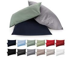 Blumtal Coppia Federe Cuscino Letto, Copricuscini in tinta Unita, Copricuscino Letto in Microfibra Spazzolata, 2 Pezzi, 50 x 80cm - flap, Azzurro