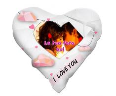 CUSCINO PERSONALIZZATO FOTO FOTOGRAFIA STAMPA DIAMANTI PERLE ROSA BIANCO