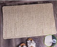 Liveinu Tappeto di Juta con Nastro Biadesivo Tappeto Cucina Antiscivolo Tappetini da Cucina Tappeti Antiscivolo Tappeto Tappeto Runner Scendiletto Moquette in Soggiorno Zerbino 74cm Rettangolare