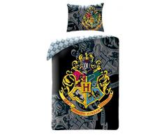 Biancheria da letto per bambini con motivo Harry Potter e Hogwarts, copripiumino 140 x 200 cm, federa 70 x 90 cm, cotone