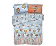 HomeLife Trapunta Singola Invernale 170X280 Made in Italy | Piumone Letto Singolo 300 gr/mq Autunno/Inverno | Piumone Imbottito Anallergico | Piumino Fantasia Mongolfiere e Citta | Arancione, 1P