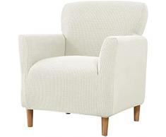 DEZYPZAM Fodere Per Poltrone Fodere Per Sedie | Copripoltrona Sedie A Vasca | Fodere Sedie Accent Con Braccioli Fodera Poltrona Club Per Home (Latte Bianco)