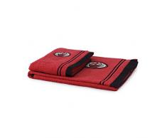 Milan 8907 020 2110 Set Asciugamano e Ospite in Spugna, 100% Cotone, Rosso/Nero, 100x60x1 cm