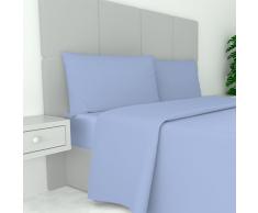 Passion Completo letto, set lenzuola, Materiale 100% Puro Cotone, Lenzuola sopra, Lenzuolo sotto e 2 Federe da Letto, Biancheria da Letto Tinta Unita, Made in italy (Una Piazza e Mezza, Azzurro)