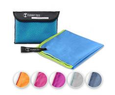 Funny Tree® Asciugamano in Microfibra (Blu) 40x80cm Flatmeshbag|salvietta ad Asciugatura Rapida Ultraleggera salvaspazio, Perfetta per i Viaggi Sport Yoga Fitness Beach
