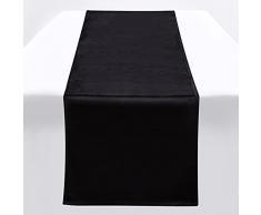 ZTDOLL Runner da Tavolo Colore Verde, Tinta Unita, Runner da tavola in Raso Morbido di Velluto per Feste, Vacanze, Matrimoni (Nero, Runner da tavola 33 x 183 cm)