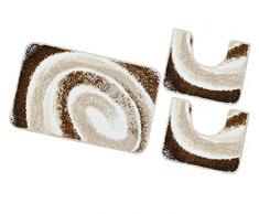 emmevi Tappeto Bagno Spirale Set 3 Pezzi Morbido Antiscivolo Lavabile MOD.Magnolia (F) Set 3 Pezzi Beige