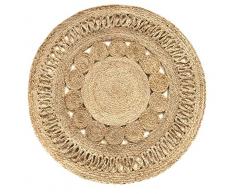 HAMID - Tappeto di Iuta Alhambra Nazarí Rotondo Colore Naturale, Tappeto in Fibra di Iuta 100%, Design Intrecciato, Fatto a Mano per Decorazione, Soggiorno, Camera da Letto, (100x100cm)