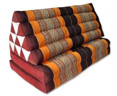 Wifash - Cuscino Thailandese triangolo XXL con seduta a 2 strati, relax, materasso, kapok, poltrona, giardino, spiaggia, marrone/arancione (81117)