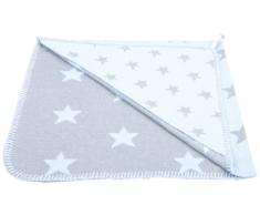 Babys Only 912493 - Asciugamano con cappuccio 82 x 82 cm, decorazione stelline, colore: Blu/Grigio