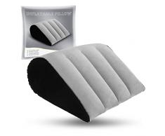 Cuscino gonfiabile a forma di cuneo, cuscino gonfiabile per ridurre la pressione in vita e schiena, cuscino gonfiabile minimalistico, blu, cuscino ausiliario per la postura di yoga, grigio