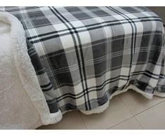 Plaid o Coperta In Morbidissima Microfibra Disegno SCOZZESE Con Retro Agnellato In Tutte le Misure Colori:Rosso+Grigio+Bianco Novità 2020!!!!! (Grigio, 200x230)