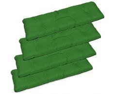 SuperKissen24. Set di 4 Cuscino Lungo per Panchina da Giardino 120x38 cm Resistente e Comodo per Panca da Esterno ed Interno - Verde