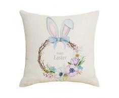 Chicmine Federa per cuscino con cerniera nascosta in lino antipolvere Happy Easter Bunny Throw federa per cuscino per decorazioni per la casa forniture per la casa cuscino di Pasqua