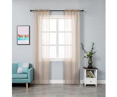 GIRASOLE Coppia Tende Voile Semitrasparenti Effetto Lino Tenda per Soggiorno Camera Balcone Finestra e Interni 2 Pannelli con Tasca (Maggese, 70x240cm)