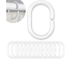 Anelli Tenda Doccia, Confezione da 12 Pz, Bianco, Diametro Interno 4,6 X 2,9 cm, per Bastoni Tende Doccia, Robusti Anelli Tende di Plastica, Ganci per Tende, Anelli di Plastica per Tende Doccia