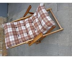 POLTRONA SEDIA SDRAIO RELAX 3 POSIZIONI IN LEGNO PIEGHEVOLE CUSCINO IMBOTTITO H 100 CM SOGGIORNO CUCINA SALONE DIVANO ARMCHAIR SOFA (MARRONE)