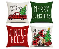 Guangcailun 4 Pezzi Federa Di Natale Decorazione Festa Fai Da Te Xmas Federa Decorativa Copertura Antipolvere Sedia Divano Ufficio Auto