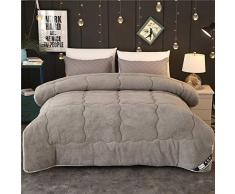 AOPOY Trapunta Invernale Addensare Velluto di Agnello Piumone, Coperte Pesanti per Letto Matrimoniale Invernale, Biancheria da Letto Duvet in Pile per Casa Camera Letto(Grigio,Rosa)-Grigio_220*240cm