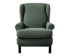 E EBETA Jacquard Salvadivano Copripoltrona Trapuntato Adele, Copripoltrona con Orecchie Poltrona Protettiva Elasticizzato Antiscivolo (Verde chiaro)