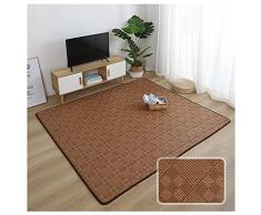 HANHJ Tappeto di bambù Tappeto Tappeto Sisal Tappeto Soggiorno Tappetino Paglia Juta Lino Fatto a Mano Materiale Sano Materiale Traspirante di Lunga Durata,E- 90×120cm