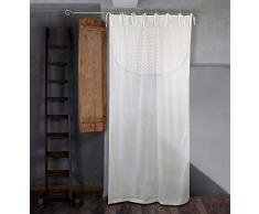 Tenda Shabby Chic con Mantovana in Tulle Ricamata 135 x 290 Colore Avorio