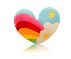 Adoolla - Cuscino a forma di cuore, con motivo a stella nuvola arcobaleno, cuscino decorativo morbido, per letto, divano, camera da letto, 40 x 32 cm
