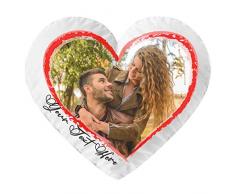 Cuscino a Forma di Cuore, Cuscino Personalizzato con Foto 40x35 Regalo per San Valentino, Compleanno, Festa della Mamma, Cuscino a Cuore Bianco Fullprint [081]
