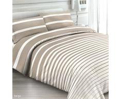 Completo letto matrimoniale rigato beige