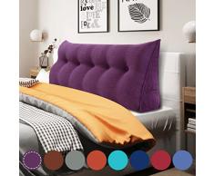 VERCART Cuscino Cuneo da Lettura Triangolare, Schienale Testata Letto Divano, Imbottiti Poggiaschiena Antireflusso Adulti, Cuscini Letto Matrimoniale, Cuscino Cervicale Dormire Lungo Viola 160cm
