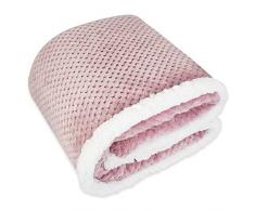 Coperta Pile Plaid Divano Pesante e Caldo con Retro Sherpa da 440 gr/mq Tinta Unita Letto Culla 127x152 cm Dis. Winni Rosa