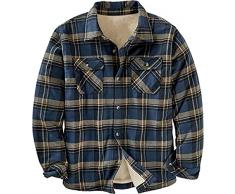 THUCHENYUC Uomo Shacket, Flanella Plaid Shirt Giacca Manica Lunga Bottoni Imbottito Inverno Caldo Capispalla Felpa (Color : F, Size : S)