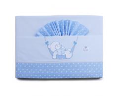PEKITAS Bebe Set Di Lenzuola Sottili 3 Pezzi Per Culla 60X120cm 100% Cotone Made In Portugal (Orsetto Blu Series)