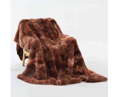 Fansu Coperta in Pelliccia Sintetica per Divano, Gradiente Tie-Dye Calda Soffice Coperta in Pile di Corallo Coperta Decorativa Inverno Coperte da Letto in Peluche (Tie-Dye Marrone,160 * 200cm)