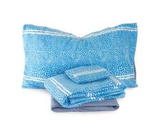 Completo Lenzuola in Pile Maculato - Dimensioni Varie K859 Matrimoniale Azzurro