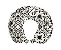 ABAKUHAUS Antique orientale Cuscino da Viaggio, Fiori Orientale, Accessorio in Schiuma di Memoria per Viaggio, 30 cm x 30 cm, Ivory castano