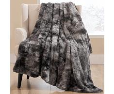 VOXO Coperta in pelliccia sintetica fuzzy, super morbida e accogliente, lussuosa coperta per divano, sedia e letto, 160 x 200 cm, colore: grigio lupo