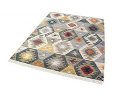 CARPETIA Tappeto Orientale Tappeto Kilim Rhombus Turchese Verde Giallo Rosso Größe 200 x 290 cm