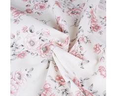 Tessuto Stoffa Cotone Fantasia Fiori Rosa al Metro Cuscini Tende Multiuso