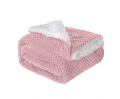 Il Gruppone Passione Casa Coperta Plaid in Pile Sherpa Invernale, Morbida e Calda,440 Gr/mq Coperta Pelosa Tinta Unita con Lavorazione Divano in Finta Pelliccia - Rosa - Plaid 127x152