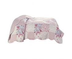 Delindo Lifestyle Copriletto patchwork con rose in stile rustico, copriletto patchwork, 240 x 260 cm, multicolore