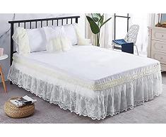 TGETBTTSR Gonna da Letto Pizzo Vestiletto Bed Skirt Elasticizzata Avvolgente Matrimoniale/Singolo/Una Piazza E Mezzo Tre Lati Tessuto con Volant Gonna da Letto Facile da Installare da 40 cm