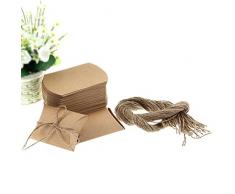 NUOLUX Cuscino di Scatole Portaconfetti 50pz In Carta Kraft Con CORDA DI CANAPA Bomboniere