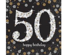 Tovaglioli da tavola 33 cm, Amscan 511546 Celebrazione nozze doro 50 anni